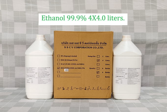 Ethanol 99.9% 4X4 liters. เอทานอล 99.9(4-Gallon).